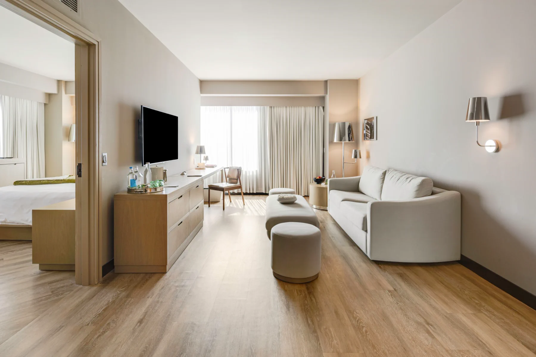 Fotografia de interiores das suítes e acomodações do ette hotel em Orlando